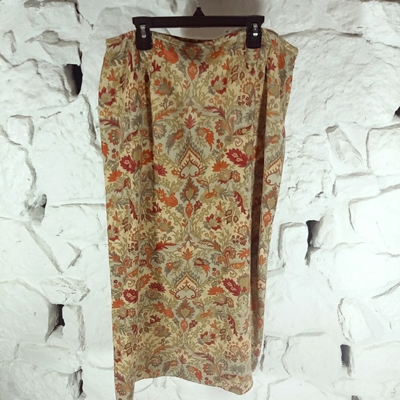 Talbots Petites Sz 14 Wool Wrap Skirt LUXURY Floral - Picture 5 of 9